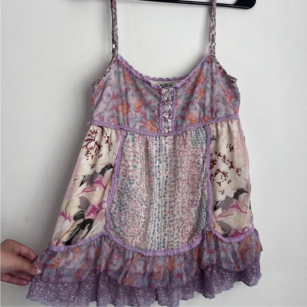Vintage pink/purple babydoll top